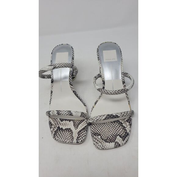 Dolce Vita Noles Double Strap Black White Snake Print Slides - Picture 8 of 8